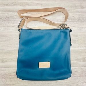 Radley London Cutout Crossbody Pocket Bag Teal Blue Nylon Leather